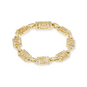 KING ICE: 10mm Iced Greek Key Bracelet