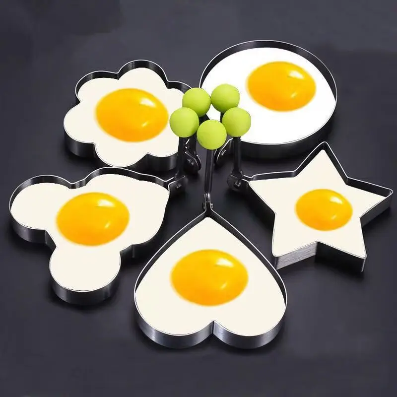 5-piece thickened stainless steel frying pan model heart-shaped frying pan mold creative frying ring fried egg dumpling mold Kitchen Utensils egg beater