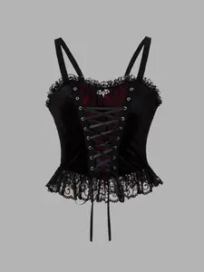 Women's Gothic Corset Velvet Halter Top, Soft Comfortable Material, Batwing Decoration, Inner Layer Outer Wear, Stylish, Womenswear