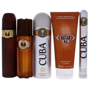 Cuba Gold by Cuba for Men - 5 Pc Gift Set 3.3oz EDT Spray, 1.17oz EDT Spray, 6.6oz Deodorant Spray, 3.3oz After Shave, Buckett