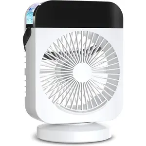 9*7in Portable 4-Speed Oscillating Evaporative Air Cooler with Dual Mist Working Modes, 2 Mist Screens, Control Timer, Auto Shutoff, Night Light, Cooling & Relaxation for Bedroom