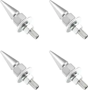 4 PCS Spikes License Plate Screws for Car, Anti Theft Spike Shape Aluminum Car Plate Frame Fastenings Bolt, Cool Licence Plate Screw Set for Car Truck Motorcycle, Car Accessories (Silver)