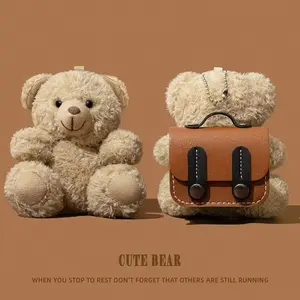 For AirPods 4 3 2 1 Pro 2 Earphone Case 3D Cartoon Plush Bear Capybara Headphone Box Stuffed Toy Backpack Cover