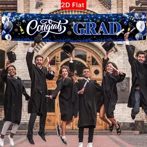 2D Flat Banner for 2026 Graduation Season, Blue, No Power Needed, Ideal for Graduation Party Decorations, Pull Flag Banner
