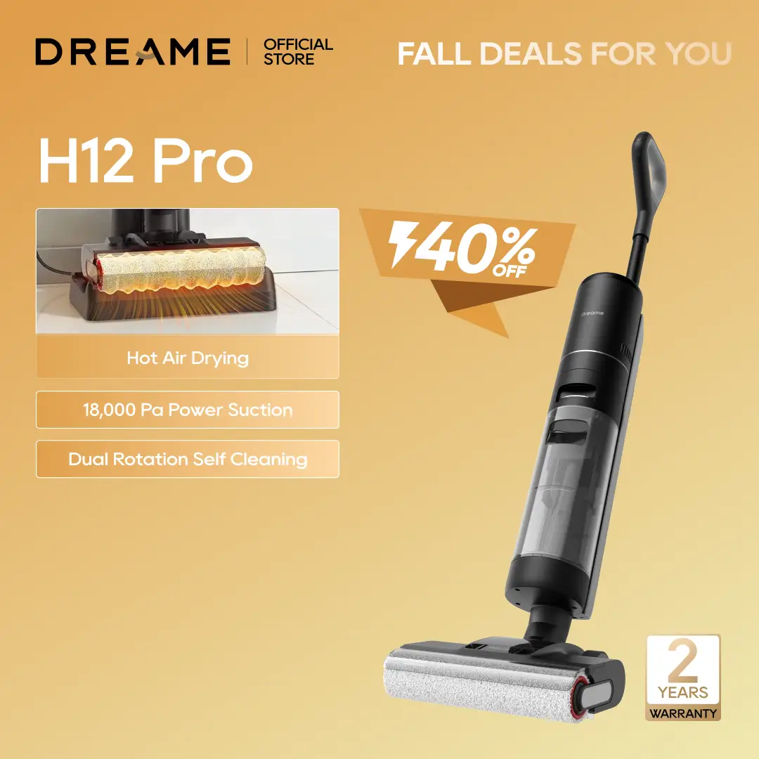 DREAME H12 PRO Vacuum Mop, Wet Dry Vacuum Cleaner, Smart Floor Cleaner Cordless Vacuum and Mop for Hard Floors, One-Step Edge to Edge Cleaning with Ho