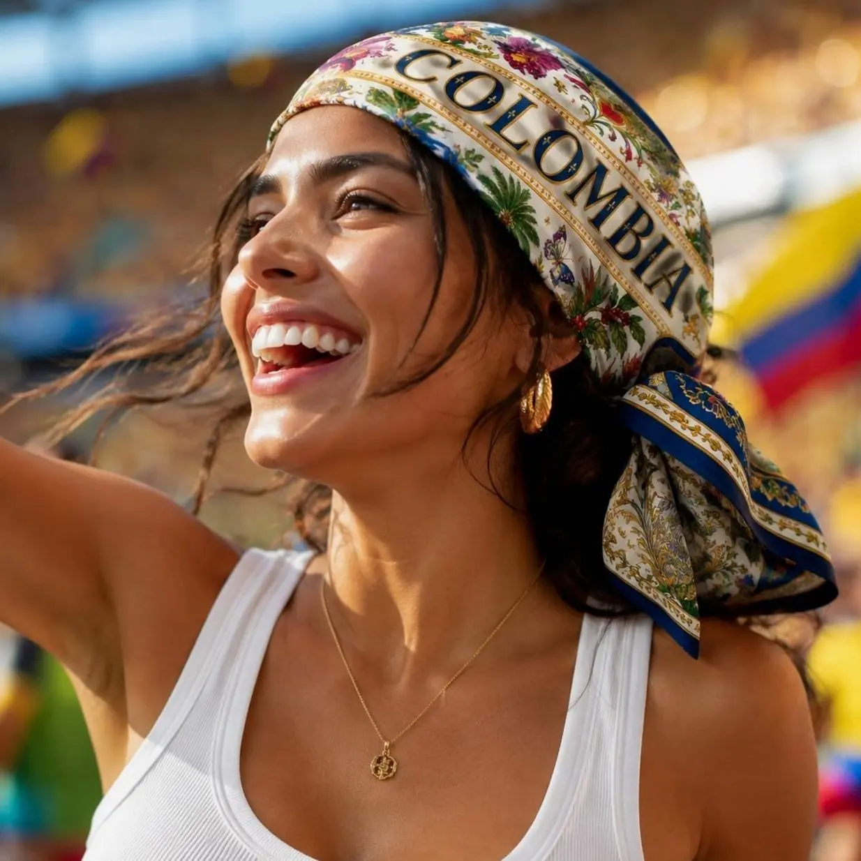 Custom Colombia Soccer Bandana, Personalized Name Scarf, Colombia Football Fan Gift, Satin Hair Wrap