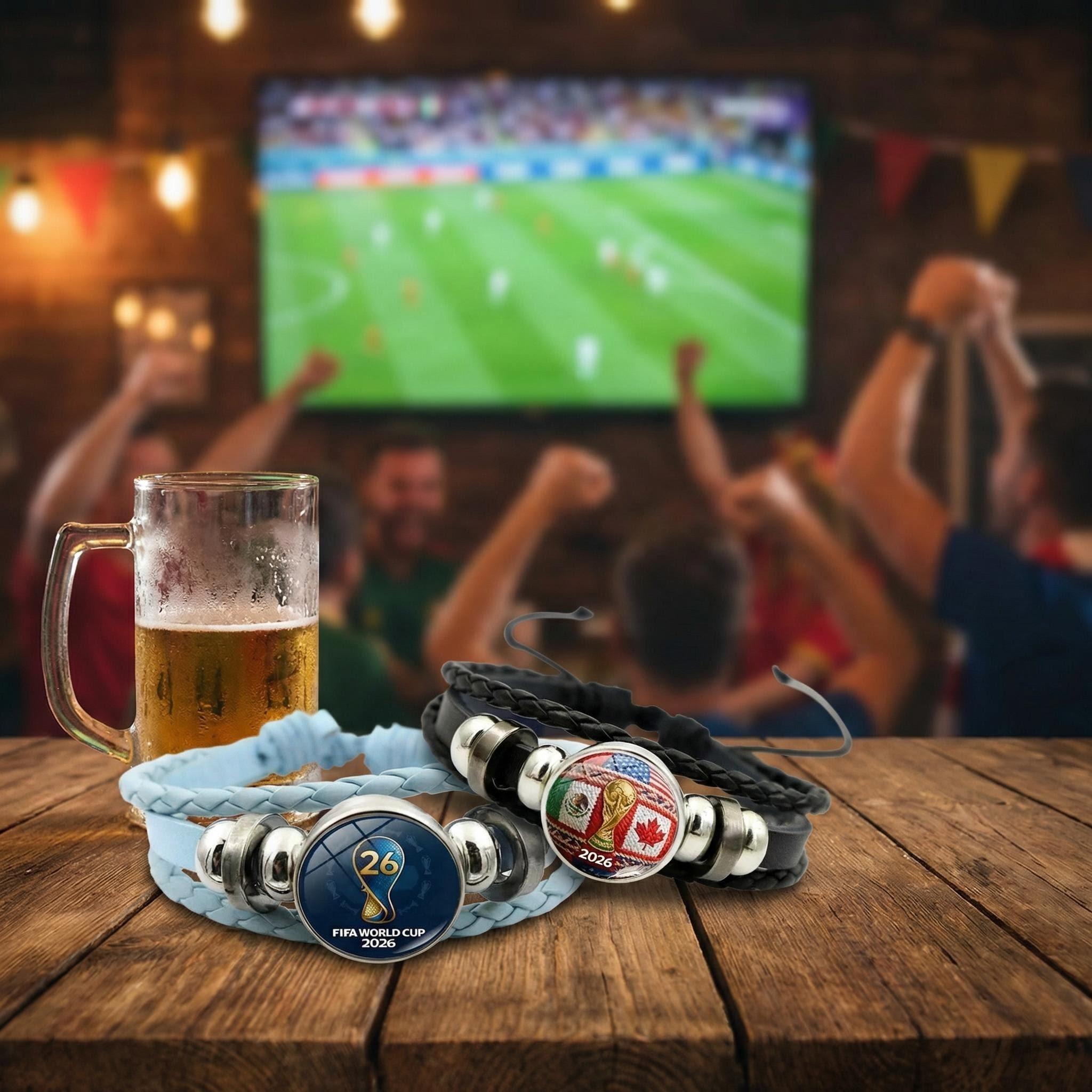 2026 World Cup Bracelet Adjustable Soccer Wristband Unisex Fan Gift PU Leather Braided Band Soft Durable Comfortable for All Day Wear