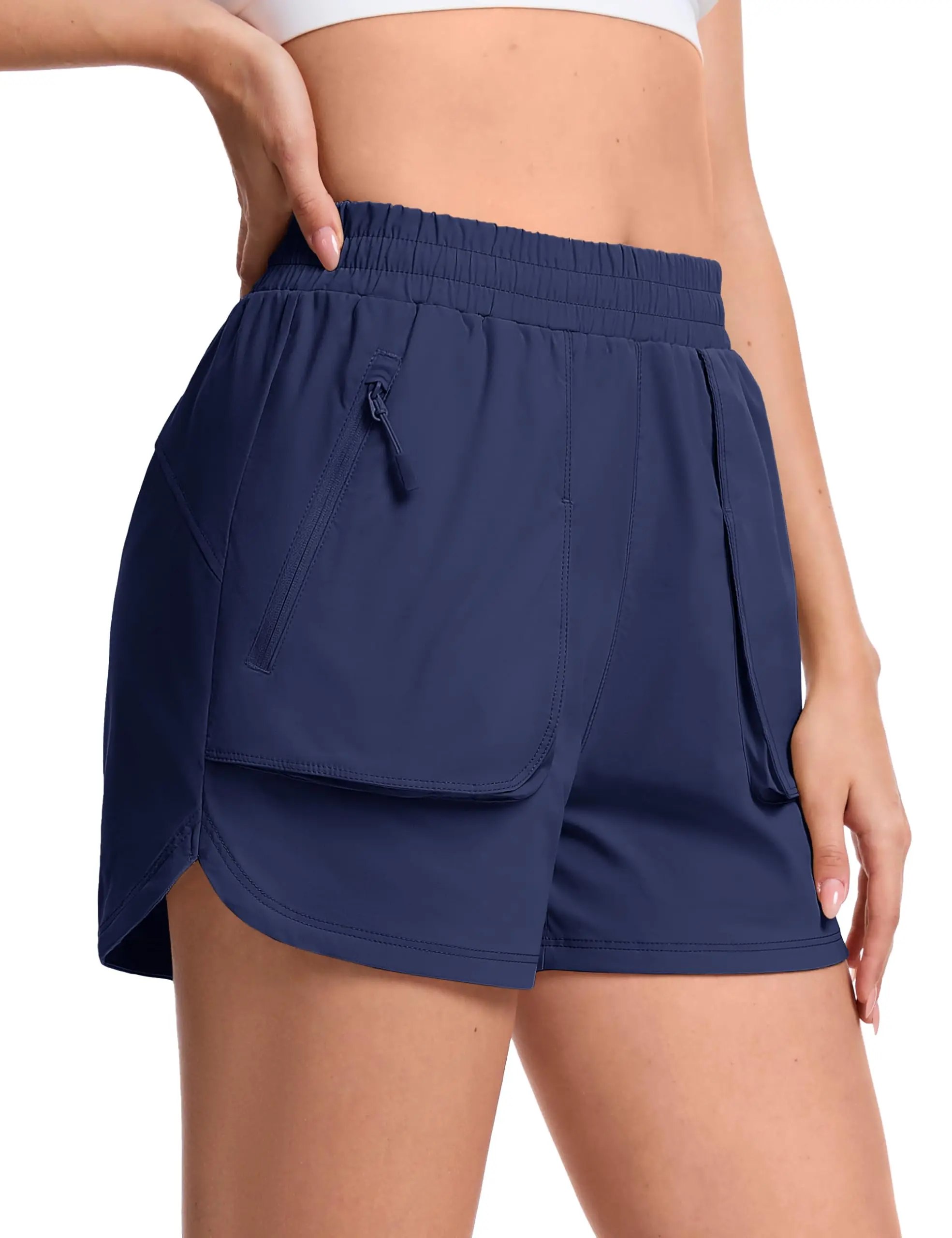 Cotrasen Women's 3.5" High Waisted Athletic Shorts Lightweight Running Workout Shorts with Pockets Gym Water Resistant