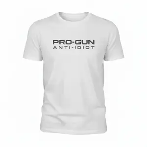 Pro-Gun Anti-Idiot T-Shirt Tactical Second Amendment Tee Men's Pro-2A Graphic Print Cotton Shirt Bold Statement Apparel 2A Rights Supporter Gift Idea Casual Patriotic Wear Washed Round Neck Top Everyday Womenswear Short Sleeves