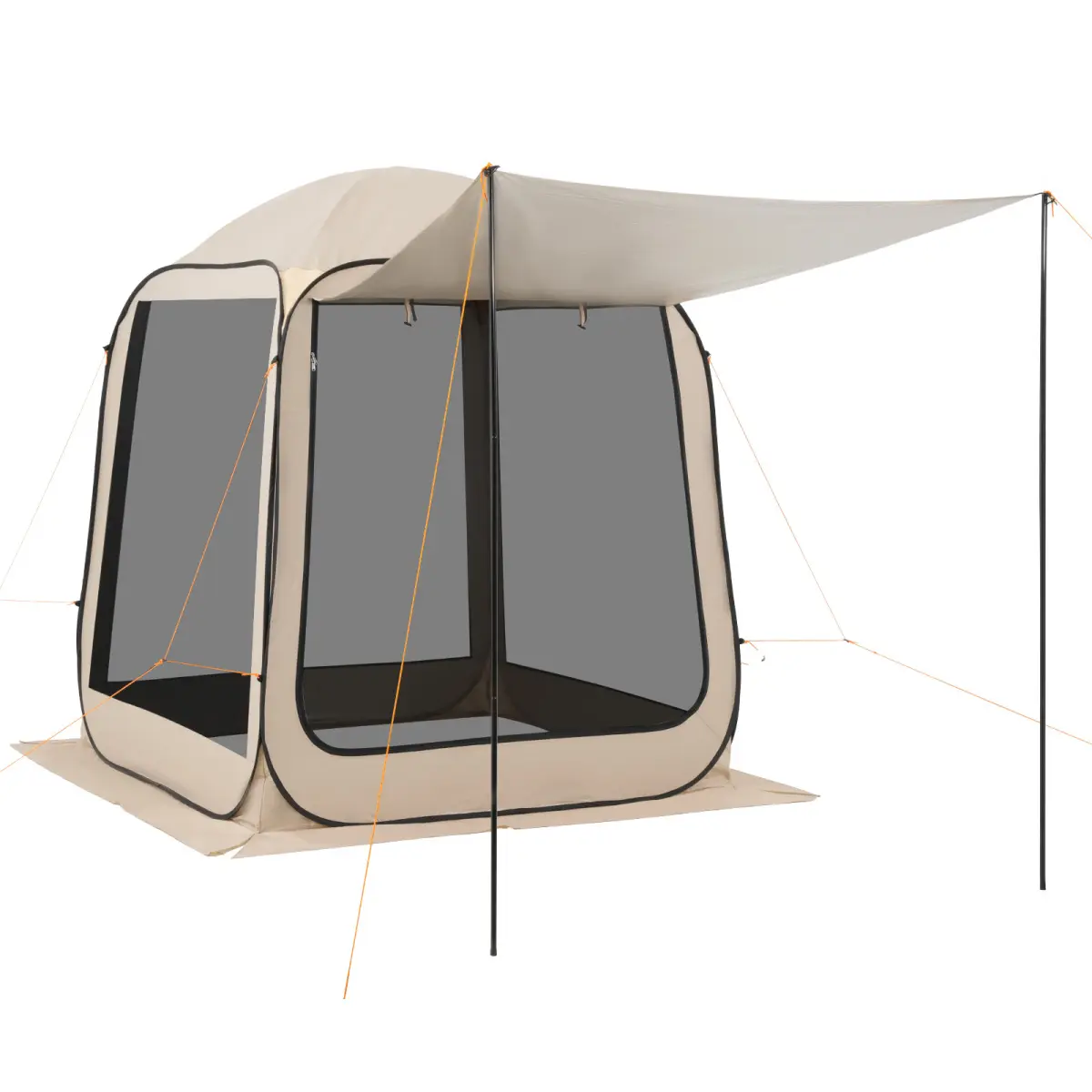 [Bellemave] Screen House Tent, 6 x 6 ft, 4-6 Person Pop Up Screen Tent with Extended Awning, Portable Screened in Canopy with Carry Bag, Netting Sides, for Patio, Backyard, and Outdoor Activities, Beige