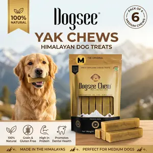 Dogsee Original Yak Cheese Himalayan Dog Chews 1lb (Medium - 6 Bars) | 100% All Natural | Dog Treats Medium Breed | Dog Chews Long Lasting for Aggressive Chewers | High Protein | Dental Sticks