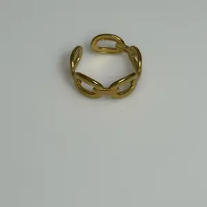 Gold Stainless Steel Chain Link Ring - Adjustable Jewelry for Women