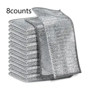 Multifunction Kitchen Metal Wire Cleaning Dishcloth, 8/15/20pcs Reusable Cleaning Cloths, Reusable Dishcloth for Stove Sink Pot, Scouring Pad, Kitchen Cleaning Tools Supplies, Summer for Gift