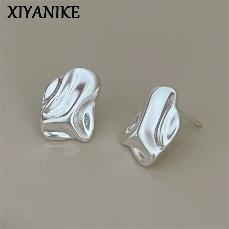 Irregular Wrinkled Frosted Surface Ear Stud Piercing Earrings For Women Fashion New Jewelry Accessories Gift Party