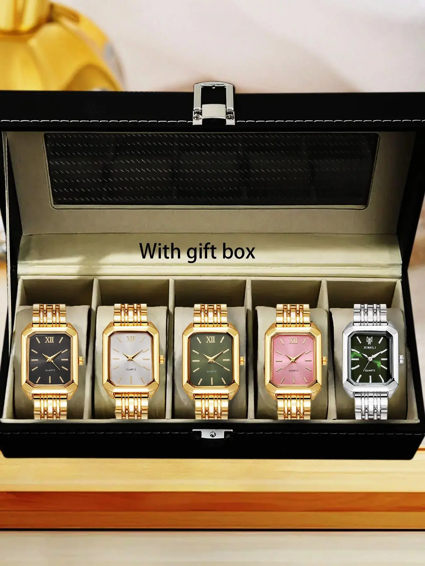 Women's Fashion Square Dial Quartz Wristwatches, Fashionable Wristwatch, with Box, Fashionable Analog Watch, Fashion Watch Set for Party, Daily Decor, Trendy All-match & Exquisite Watch Set for Birthday Gift
