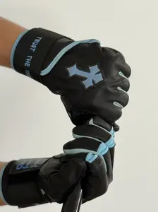 Trust The Process Black/Baby Blue Long Cuff Series Batting Gloves