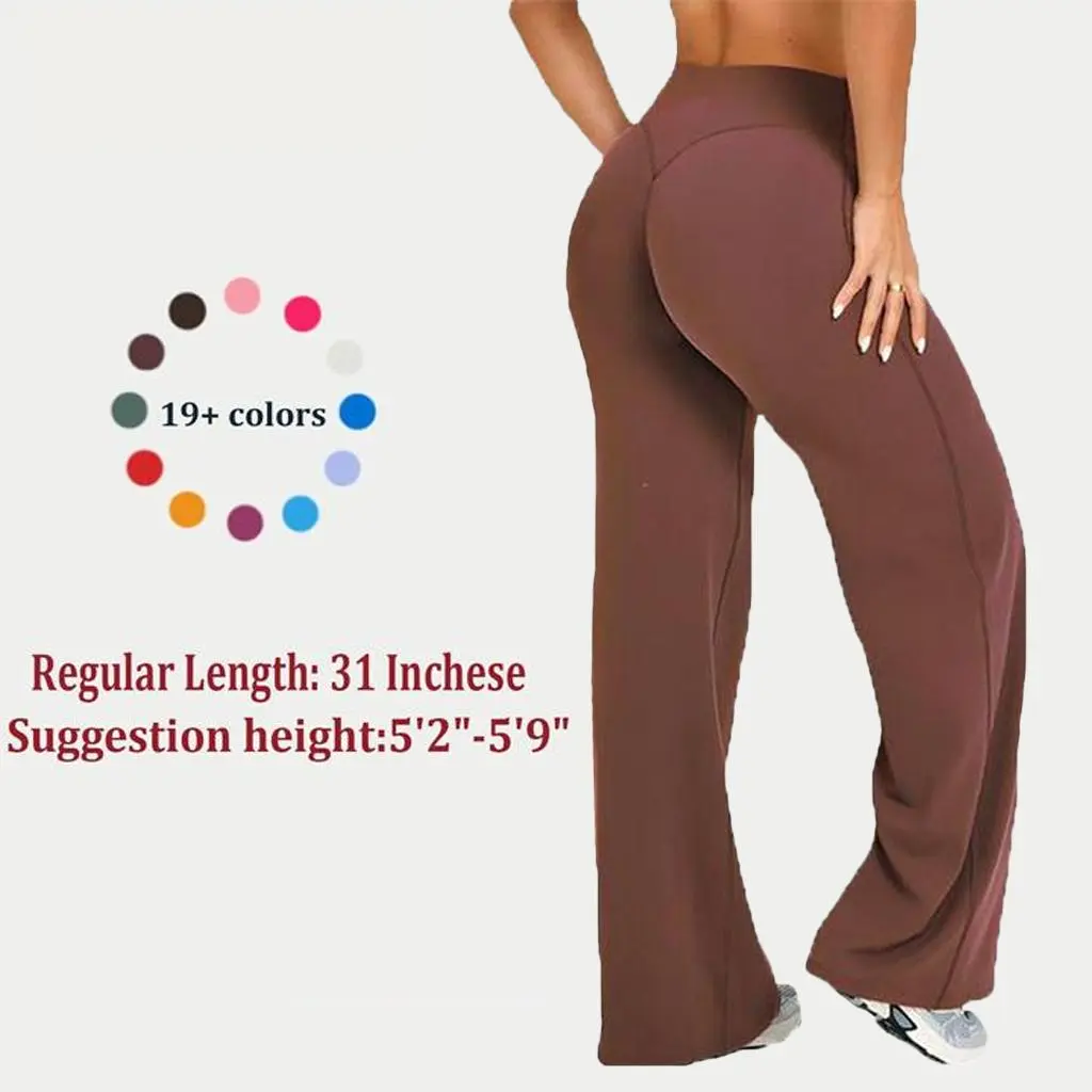 DEEFY SoftMotion Straight Leg Bottoms 31" Inseam Women's Breathable Workout Sportswear Gym Outdoor Yoga Pants - Stretch Tights Joggers Fitness Sports Wide Sweatpants Wide Leg Pants for Women Sav Wide Leg Pants