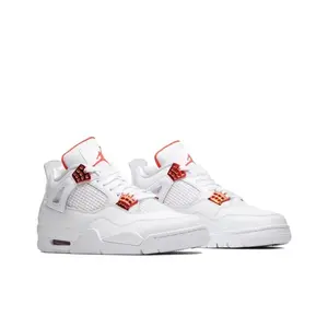Vintage Mid-Top Orange and White Basketball Sneakers with Shock Absorption, Non-Slip and Wear-Resistant Features