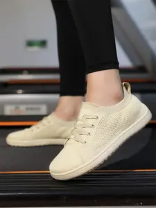 New Wide Head Shoe Soft Sole Barefoot Shoes, Loose Comfortable Sports Fitness Weightlifting Shoes, Breathable Anti-Slip Casual Flyknit Shoes