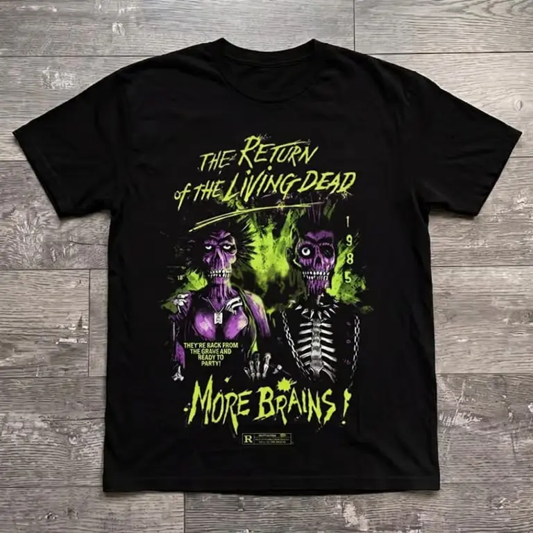 The Return of the Living Dead V5 Movie Promo T-Shirt, Short Sleeve Crew Neck T-Shirt, Pull On, Casual