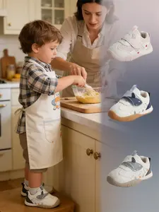 Cartoon Shark Velcro Toddler Walking Sneakers - Playful Ocean Style, Breathable Perforated PU Upper +  Scientific Flex + Non-Slip Rubber Sole + Easy Velcro Closure + Anti-Collision Toe + Heel Support, 2-4Y Toddlers for All-Season Daily Walking & Outdoo