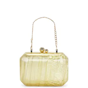 olga berg Mateo Metallic Clutch in Gold