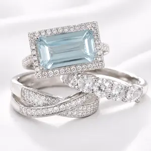 3-Piece Stackable Zircon Ring Set  Women – Copper Fashion Rings, Sizes 6–10, Geometric Statement Rings  Daily Wear & Gifts tiktokshopspringglowup for