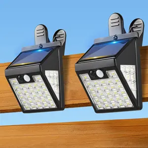 Clip  Solar Lights Outdoor,Motion Sensor Outdoor Lights, 72LEDs 600LM Clip  Solar Fence Lights Outdoor  LED,Solar Lights for Wall Fence,Deck, Gutter,Camping (2, Black)