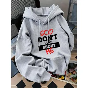 Women's fashion hoodie with letter print kangaroo pocket casual long sleeved sweatshirt for autumn and winter