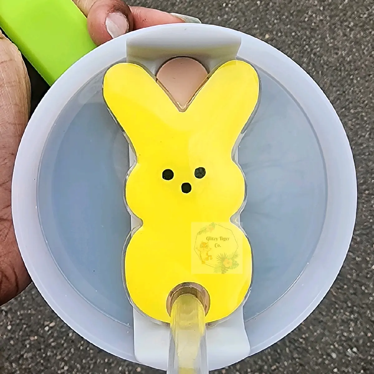 Bunny Stanley Topper - Tumbler Topper - Easter Tumbler Topper Drinkware Handmade