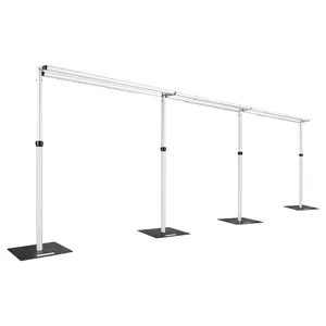 Hecis 10FTX30FT Double Crossbar Backdrop Stand , Adjustable Pipe and Drape Backdrop Kit for Event, Party, Trade Shows and Wedding Decor