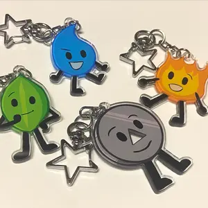 BFDI 2in Keychains: Firey, Leafy, Teardrop, and Nickel / Object Show Keychain