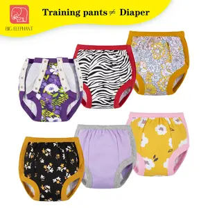 BIG ELEPHANT 6-Pack Toddler Potty Training Pants with Side Snaps – 100% Cotton Reusable Underwear for Boys & Girls (2T-4T)