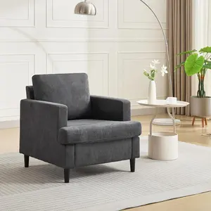 GARVEE Oversized Cloud Chair, Linen Living Room Chair, Mid Century Modern Armchair with Thick Cushion & Leg, Deep Seat & No Assembly Required, Upholstered Sofa for Living Room, Bedroom  (1 Pack)