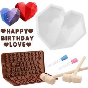 Breakable Heart Mold Set for , Heart  Molds with Hammers and Dropper, Letter Mold and Number  Molds for Valentine Candy Making