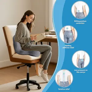 Anti-Slip Memory Foam Seat Cushion, Skin-Friendly Design, Long Zipper, Easy Removable, Washable, Comfortable Adjustable Chair Pad