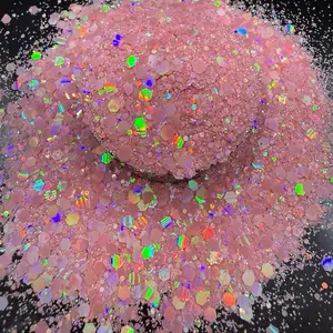 Reese & Riley Co. Afterglow - Premium Pink Holographic Glitter Chunky Mix for Resin Art Tumblers Nails Freshies Slime DIY Crafts Kids Art Projects High Shine