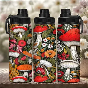 20oz Stainless Steel Insulated Thermal Mug, Mushroom Print Design, Dual Wall Vacuum Travel Cup with Lid, Christmas Gift for Friends & Family