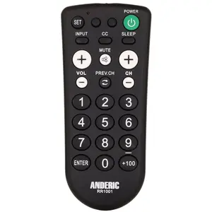 Anderic RR1001 1-Device Universal TV Remote Control with Large Keys for Hospitality