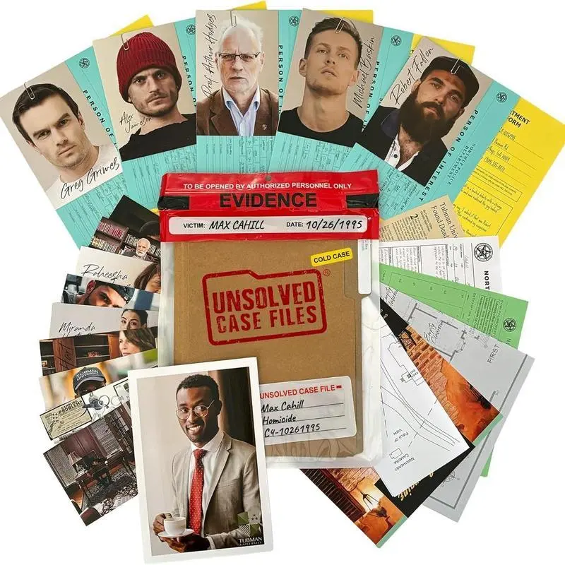 Kashir Max Case Detective Game Unsolved Mystery Archive, Cold Murder Suspense Game, Suitable for 14+ Players, Friends Party Halloween Christmas, Party Game Cards