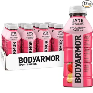 BODYARMOR LYTE Sports Drink Low-Calorie Sports Beverage, Strawberry Banana, Coconut Water Hydration, Natural Flavors With Vitamins, Potassium-Packed Electrolytes, Perfect For Athletes, 16 Fl Oz (Pack of 12)