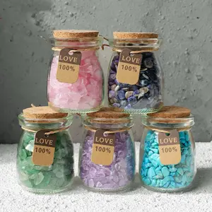 Wishing Bottle Natural Healing Crystal Chips Gorgeous Stone Gemstone Jewelry Energy Love Girlfriend Boyfriend Souvenir Valentine Father Mother Anniversary New Year Christmas Halloween Birthday Gift