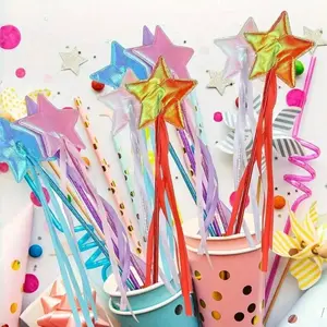 Princess Magic Wand Set, Shiny Star Fairy Wand, Party Gift, PVC Material, Perfect for Easter, Birthday, Wedding, Anniversary Celebrations