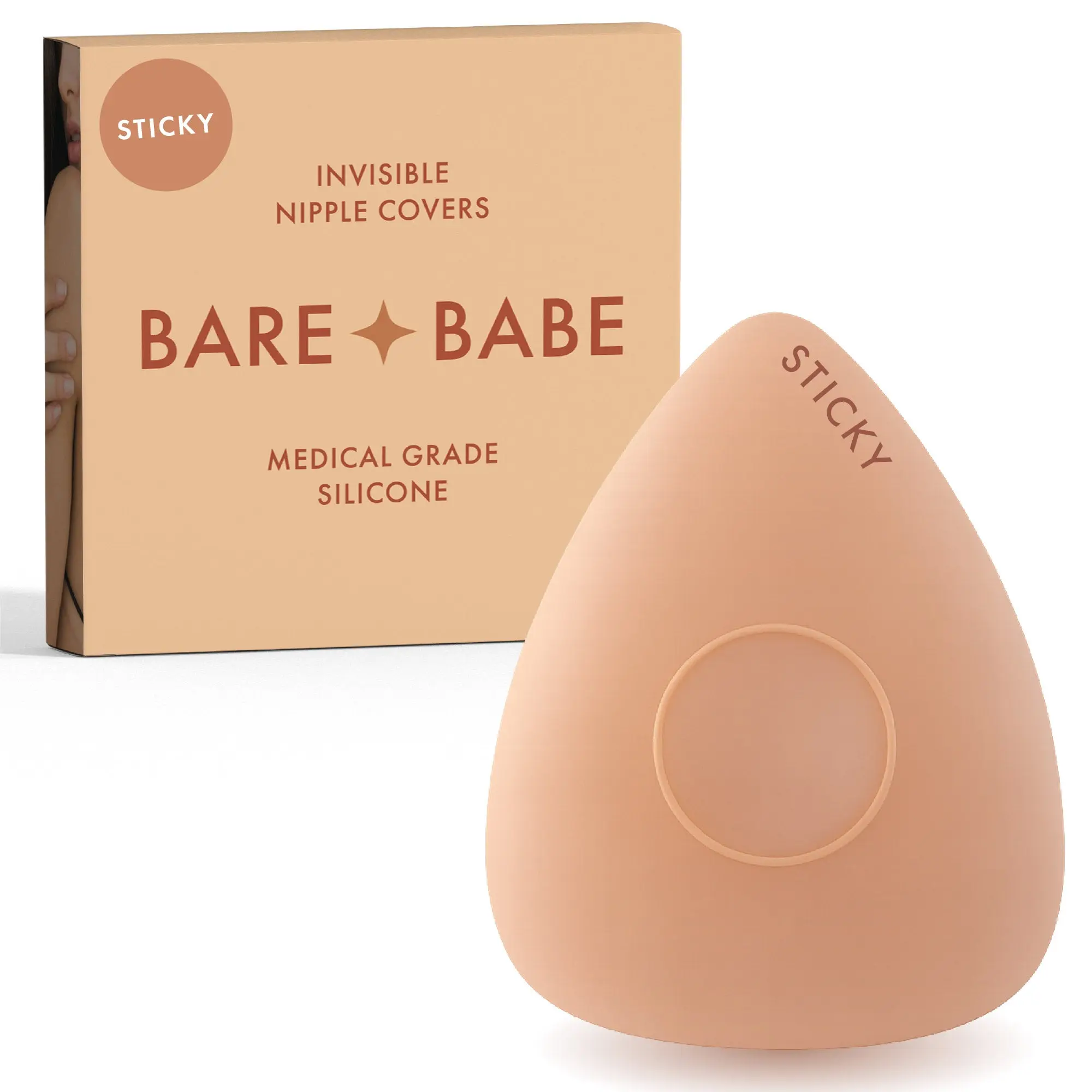 Bare Babe Sensitive Triangle Nipple Covers | Reusable Medical-Grade Silicone Covers for Sensitive Skin | Adhesive-Free Center | Seamless Matte Finish