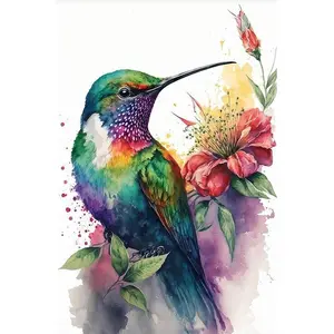 1PCS Diamond Painting Kit Hummingbird and Flowers 5D DIY Rhinestone Embroidery Arts Craft Home Wall Decor