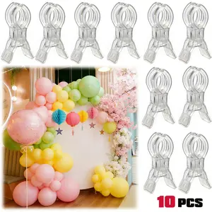 10 3.5-inch heavy-duty transparent plastic spring clips | Multi-purpose balloon arch clips, used for fixed background, sturdy craft clips, suitable for birthday party decoration, woodworking projects and photography studios, and a must-have tool set for e