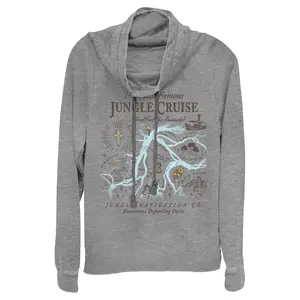 Juniors Womens Jungle Cruise Excursion Map Cowl Neck Sweatshirt