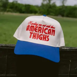 Knocking Me Out With Those American Thighs Embroidered Hat Baseball Cap 4th of July Gif