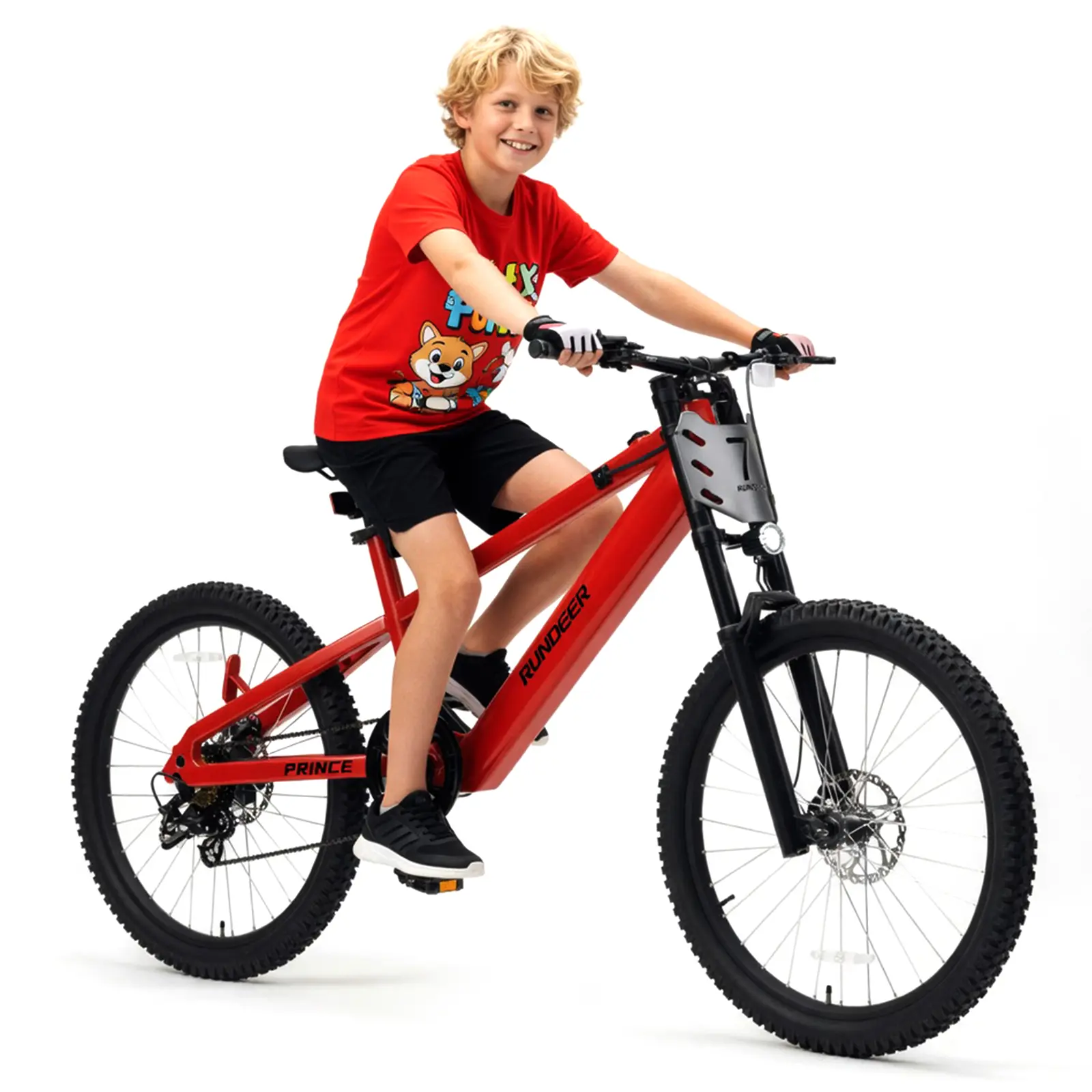 RUNDEER Kids Electric Bike - 500W XC Mountain Ebikes outdoor rid, 20MPH Max Speed, 32 Mi Range, 36V10Ah Battery, Geometric Ergonomic Lightweight Alloy Frame, Kids Electric Dirt Bike Boosts Healthy Growth, Ideal for Ages 6-13,