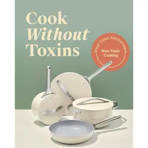 Nonstick Ceramic Cookware Set (12 Piece) Pots, Pans, Lids and Kitchen Storage - Non Toxic